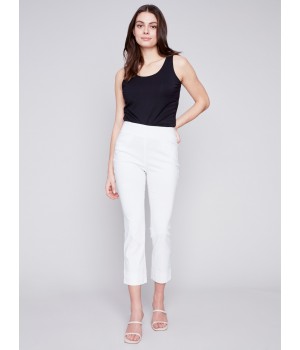 Capri Pants with Hem Slit - White