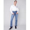 Bootcut Jeans with Contrast Cuff - Medium Blue