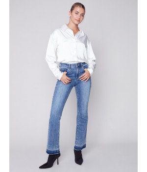 Bootcut Jeans with Contrast Cuff - Medium Blue