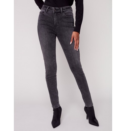 Skinny Jeans with Rhinestones - Charcoal