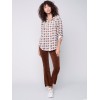 Bootcut Corduroy Pants with Asymmetrical Fringed Hem - Truffle