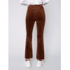 Bootcut Corduroy Pants with Asymmetrical Fringed Hem - Truffle