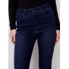 Bootcut Jeans with Asymmetrical Fringed Hem - Blue Black