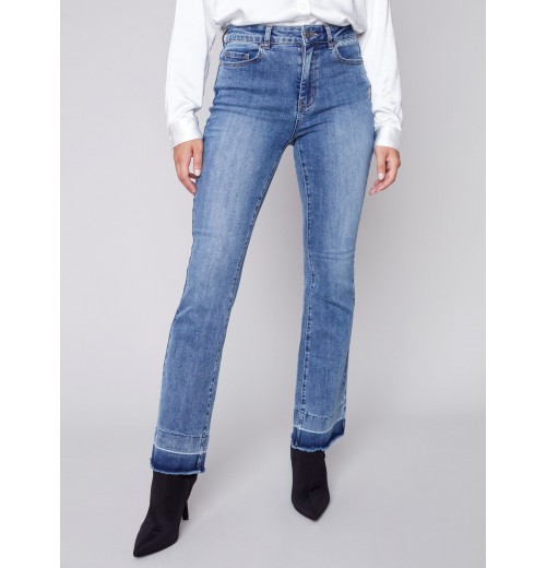 Bootcut Jeans with Contrast Cuff - Medium Blue