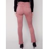 Bootcut Twill Pants with Asymmetrical Fringed Hem - Raspberry