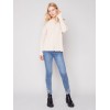 Cotton Blend Cable Knit Sweater - Ecru