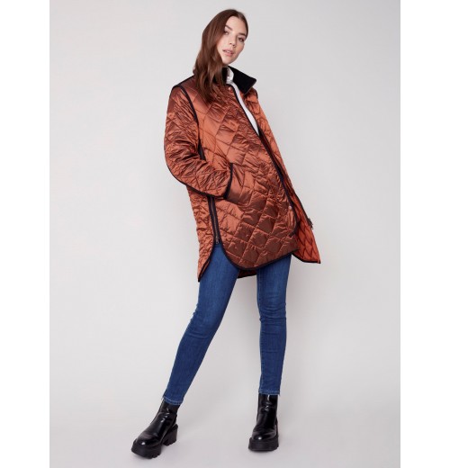 Long Quilted Puffer Jacket - Cinnamon