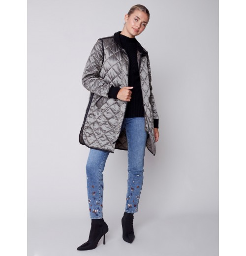 Long Quilted Puffer Jacket - Spruce