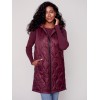 Long Quilted Puffer Vest with Hood - Port