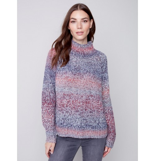 Flex Yarn Sweater with Mock Neck - Multicolor