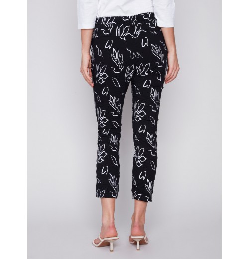 Printed Crinkle Jogger Pants - Leaves