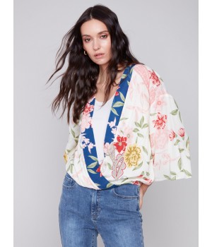 Printed Overlap Blouse - Paisley