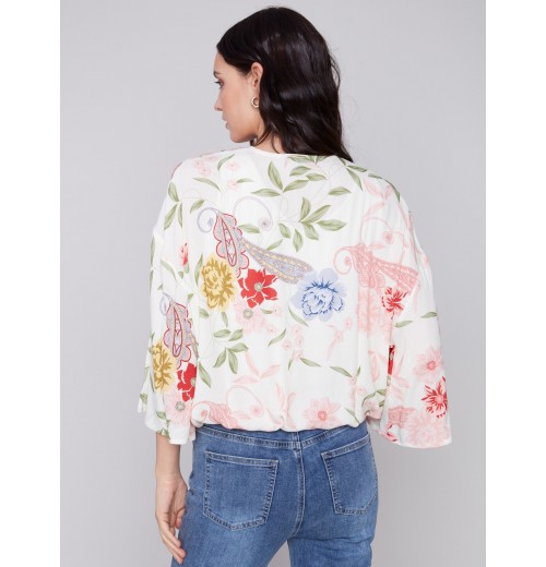 Printed Overlap Blouse - Paisley