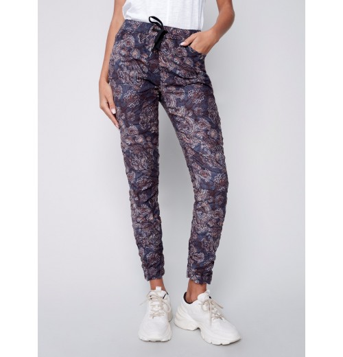 Printed Suede Crinkle Jogger Pants - Paisley