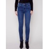 Skinny Jeans with Embroidered Scalloped Hem - Blue Jean