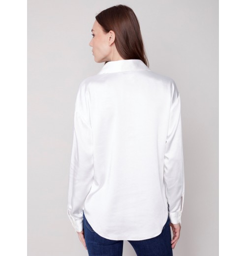 Solid Gutsy Satin Shirt - Ecru