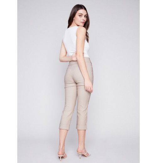 Stretch Pull-On Capri Pants - Greige