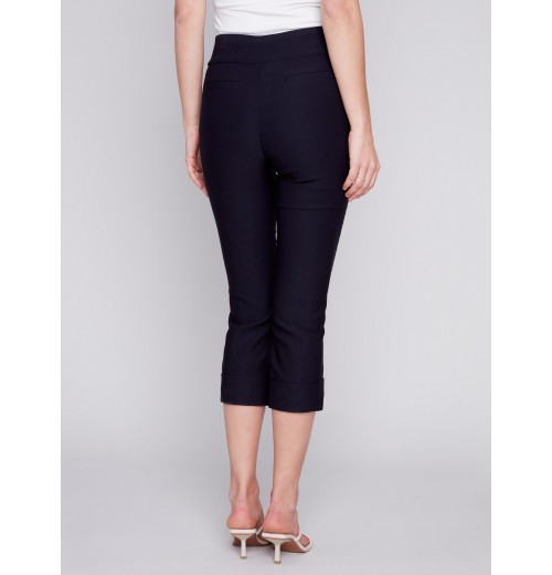 Stretch Pull-On Capri Pants - Black