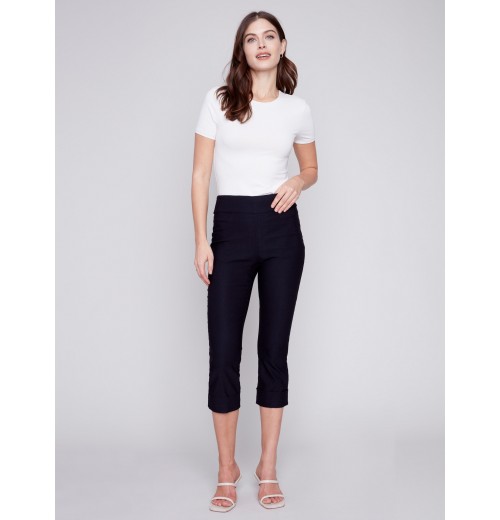 Stretch Pull-On Capri Pants - Black