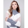 Sweater with Chevron Stripes - Powder