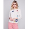 Sweater with Flower Patches - Beige