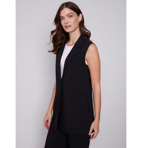 Tailored Blazer Vest - Black