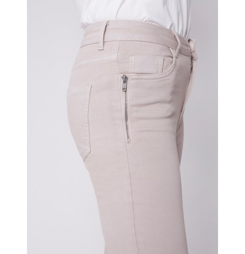 Twill Pants with Zipper Pocket Detail - Almond