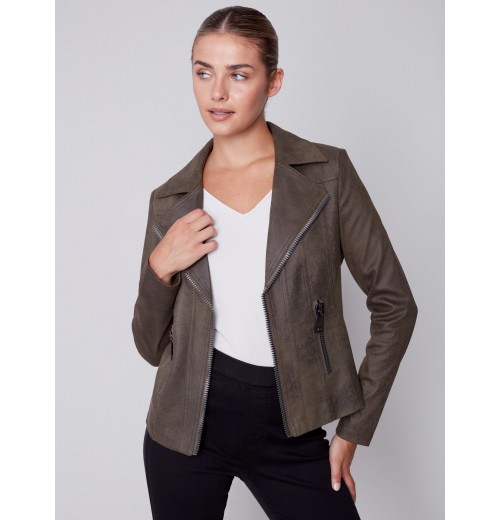 Vintage Faux Leather Perfecto Jacket - Spruce