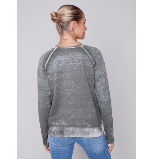 Washed-Out Color Effect Sweater - Spruce